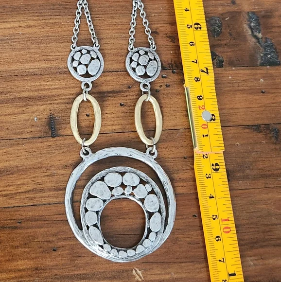 Chico's Silver and Gold Filigree Pendant Necklace - Picture 6 of 6